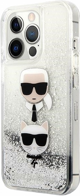 Etui CG Mobile Karl Lagerfeld Liquid Glitter Karl&Choupette Head do Apple iPhone 13/13 Pro Srebrny (3666339028916) - obraz 2