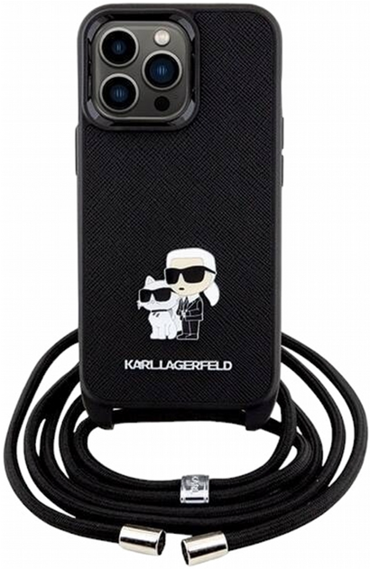 Панель CG Mobile Karl Lagerfeld Crossbody Saffiano Metal Pin Karl&Choupette для Apple iPhone 13/13 Pro Black (3666339165697) - зображення 2