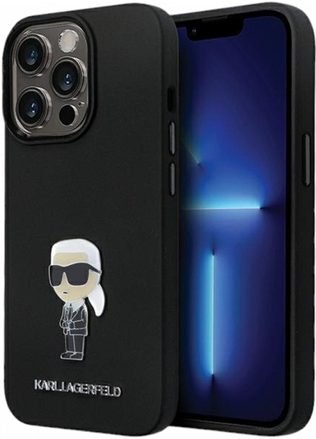 Панель CG Mobile Karl Lagerfeld Silicone Ikonik Metal Pin для Apple iPhone 13/13 Pro Black (3666339165932) - зображення 1