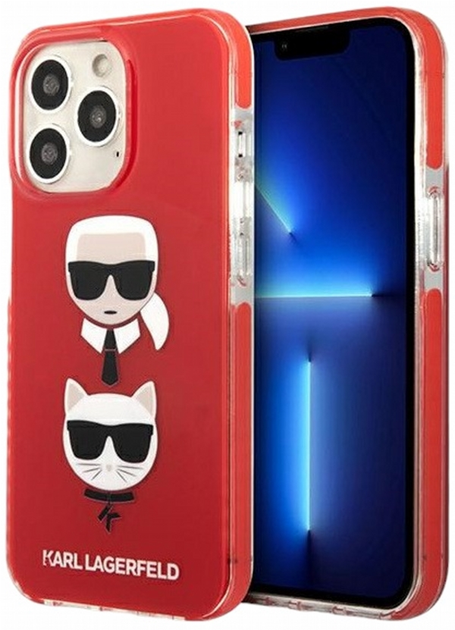 Панель CG Mobile Karl Lagerfeld Karl&Choupette Head для Apple iPhone 13/13 Pro Red (3666339048709) - зображення 1