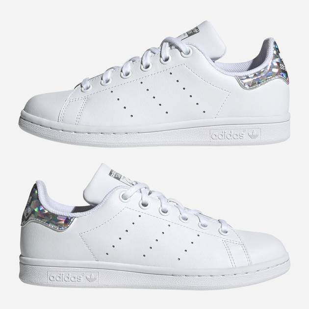 Sneakersy dziecięce dla dziewczynki adidas Originals Stan Smith J EE8483 36.5 (4UK) Białe ze srebrzystym kameleonem (4061616824004) - obraz 6