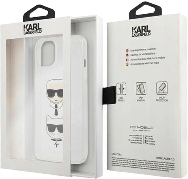 Etui CG Mobile Karl Lagerfeld Glitter Karl&Choupette do Apple iPhone 13 mini Srebrny (3666339028732) - obraz 2