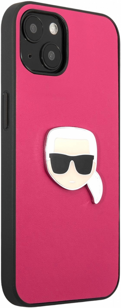 Панель CG Mobile Karl Lagerfeld Leather Ikonik Karl Head Metal для Apple iPhone 13 mini Pink (3666339028572) - зображення 2