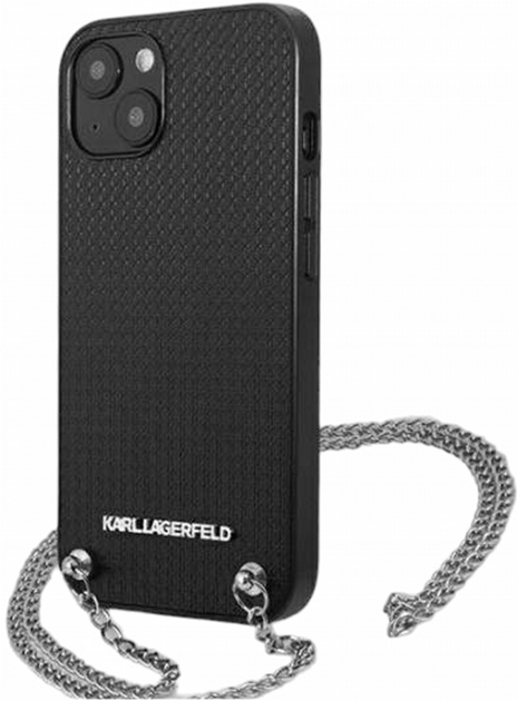 Etui CG Mobile Karl Lagerfeld Leather TextuCzerwony and Chain do Apple iPhone 13 mini Czarny (3666339049928) - obraz 1