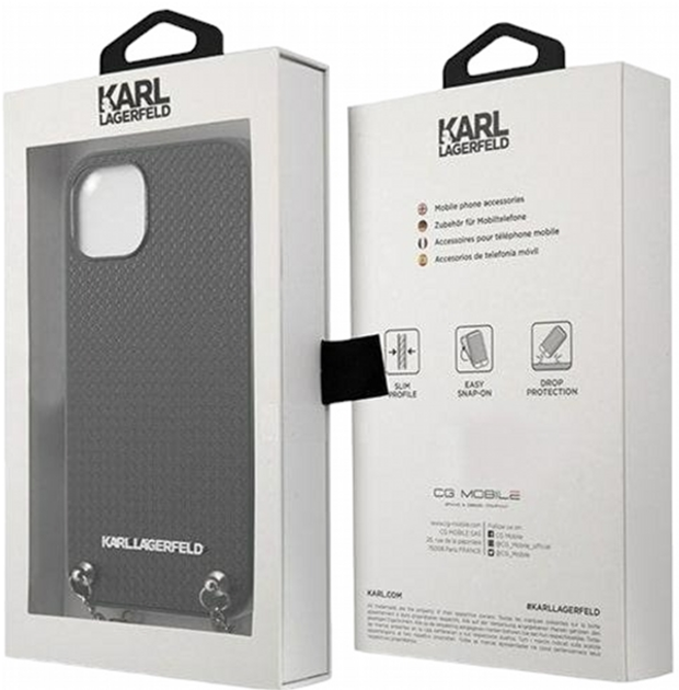 Панель CG Mobile Karl Lagerfeld Leather Textured and Chain для Apple iPhone 13 mini Black (3666339049928) - зображення 3