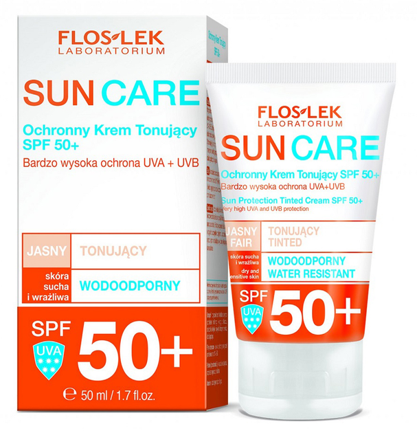 Сонцезахисний крем Floslek SPF 50 тонуючий світлий 50 мл (5905043004921) - зображення 1