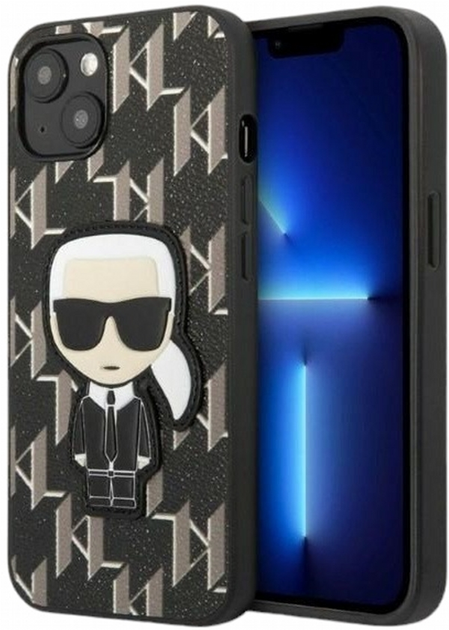 Etui CG Mobile Karl Lagerfeld Monogram Iconic Patch do Apple iPhone 13 mini Czarny (3666339049362) - obraz 1