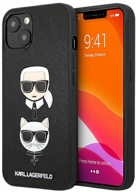 Панель CG Mobile Karl Lagerfeld Saffiano Karl&Choupette для Apple iPhone 13 mini Black (3666339028657) - зображення 1