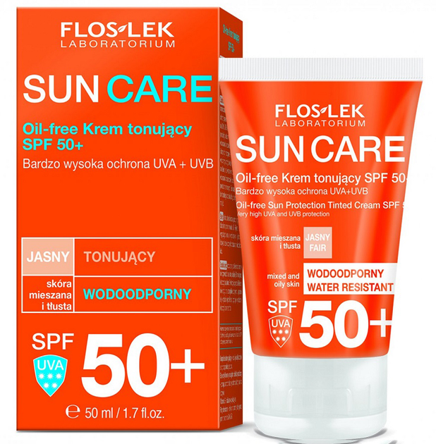 Sun care krem Floslek Oil-Free tonujący SPF 50 jasny fair 50 ml (5905043004914) - obraz 1