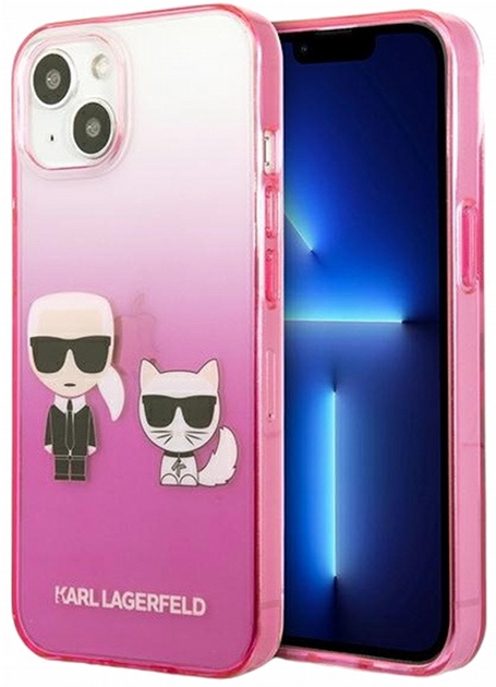 Etui CG Mobile Karl Lagerfeld Gradient Iconic Karl&Choupette do Apple iPhone 13 mini Rozowy (3666339049201) - obraz 1