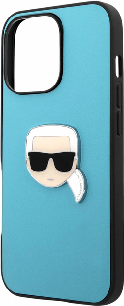 Etui CG Mobile Karl Lagerfeld Leather Iconic Karl Head Metal do Apple iPhone 13 Pro Max Niebieski (3666339028640) - obraz 2
