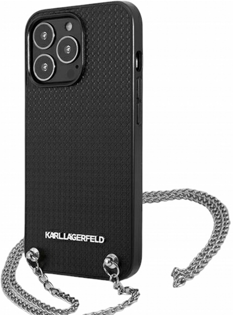 Etui CG Mobile Karl Lagerfeld Leather TextuCzerwony and Chain do Apple iPhone 13 Pro Max Czarny (3666339049959) - obraz 2