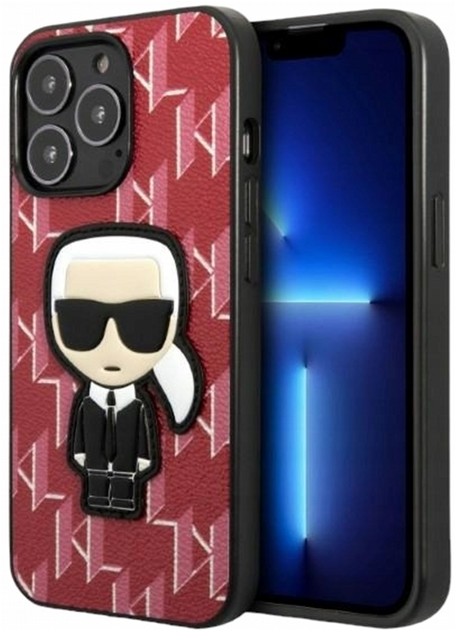 Etui CG Mobile Karl Lagerfeld Monogram Iconic Patch do Apple iPhone 13 Pro Max Czerwony (3666339049430) - obraz 1