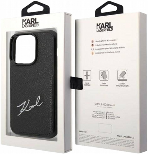 Etui CG Mobile Karl Lagerfeld Signature Logo Cardslot do Apple iPhone 14 Pro Czarny (3666339094294) - obraz 3