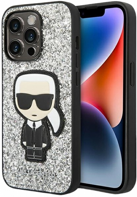 Панель CG Mobile Karl Lagerfeld Glitter Flakes Ikonik для Apple iPhone 14 Pro Silver (3666339077419) - зображення 1
