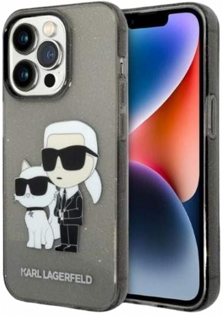 Панель CG Mobile Karl Lagerfeld Glitter Karl&Choupette для Apple iPhone 14 Pro Black (3666339087227) - зображення 1