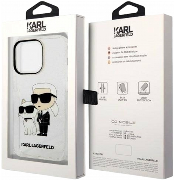 Etui CG Mobile Karl Lagerfeld Glitter Karl&Choupette do Apple iPhone 14 Pro Przezroczysty (3666339087265) - obraz 2