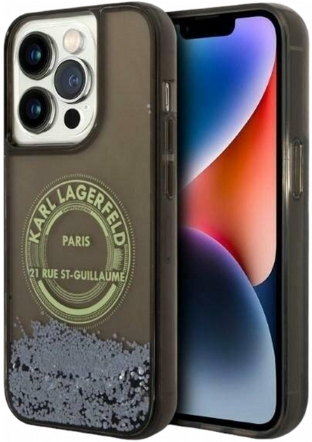 Etui CG Mobile Karl Lagerfeld Liquid Glitter RSG do Apple iPhone 14 Pro Czarny (3666339086022) - obraz 1