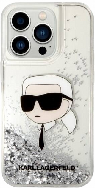 Etui CG Mobile Karl Lagerfeld Glitter Karl Head do Apple iPhone 14 Pro Srebrny (3666339086862) - obraz 2