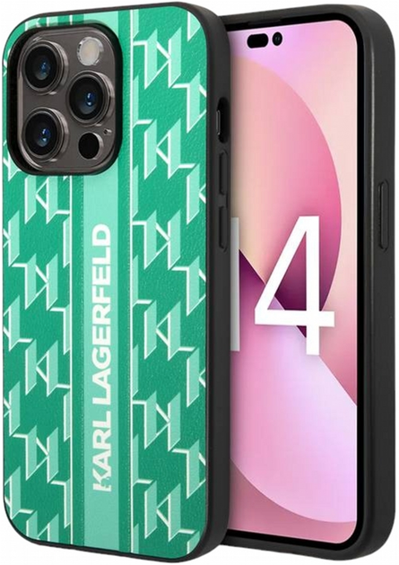 Панель CG Mobile Karl Lagerfeld Monogram Stripe для Apple iPhone 14 Pro Green (3666339084981) - зображення 2