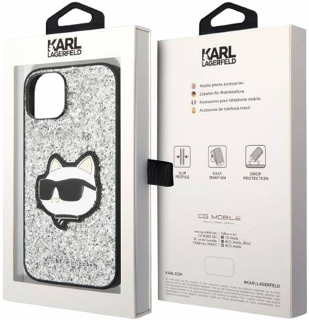 Панель CG Mobile Karl Lagerfeld Glitter Choupette Patch для Apple iPhone 14 Plus Silver (3666339099442) - зображення 3