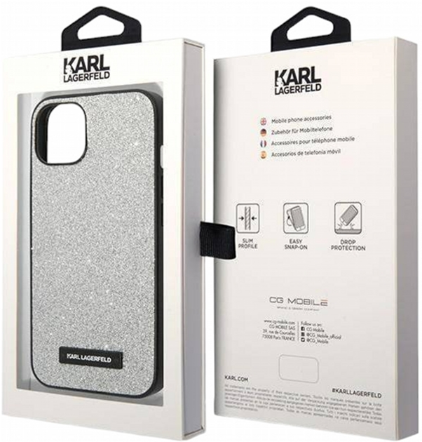 Панель CG Mobile Karl Lagerfeld Glitter Plaque Logo для Apple iPhone 14 Plus Silver (3666339094249) - зображення 3
