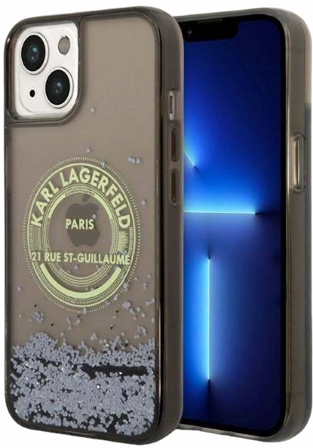 Etui CG Mobile Karl Lagerfeld Liquid Glitter RSG do Apple iPhone 14 Plus Czarny (3666339086015) - obraz 1