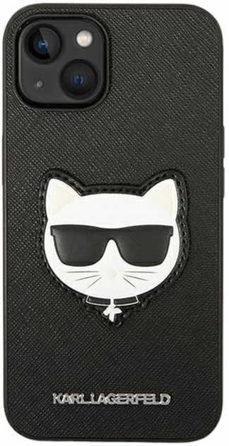Etui CG Mobile Karl Lagerfeld Saffiano Choupette Head Patch do Apple iPhone 14 Plus Czarny (3666339076962) - obraz 1