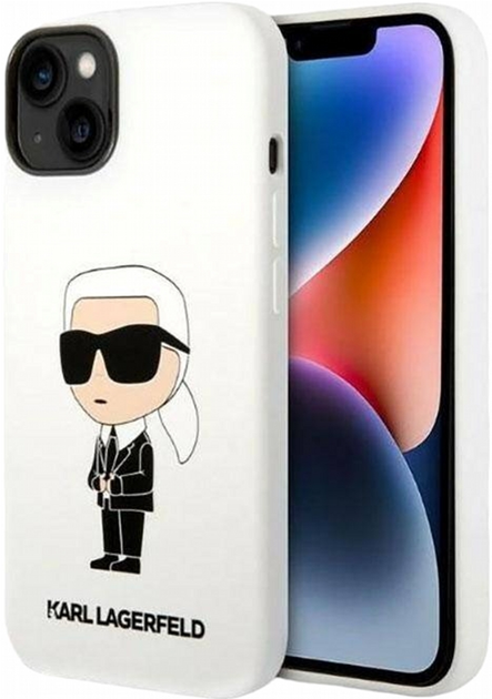 Etui CG Mobile Karl Lagerfeld Silicone Iconic do Apple iPhone 14 Plus Bialy (3666339086619) - obraz 1