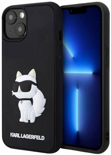 Etui CG Mobile Karl Lagerfeld Rubber Choupette 3D do Apple iPhone 14 Czarny (3666339122669) - obraz 1