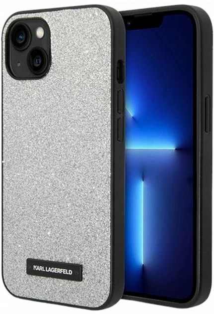 Etui CG Mobile Karl Lagerfeld Glitter Plaque Logo do Apple iPhone 14 Srebrny (3666339094232) - obraz 3