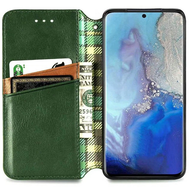 Шкіряний чохол книжка GETMAN Cubic (PU) для Xiaomi Redmi Note 10 5G / Poco M3 Pro Зелений - зображення 3