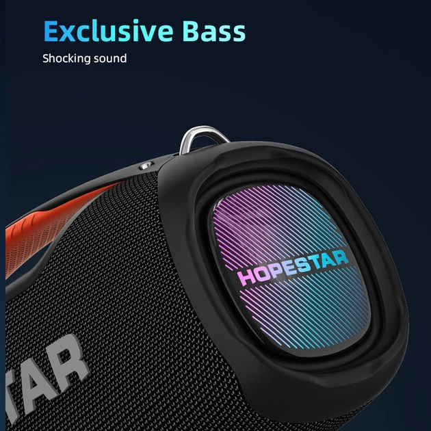 Портативная беспроводная Bluetooth колонка Hopestar A60 |BT5.1, 100 Вт, TWS, AUX/TF/USB, 8h, IP5X| Черная - изображение 11
