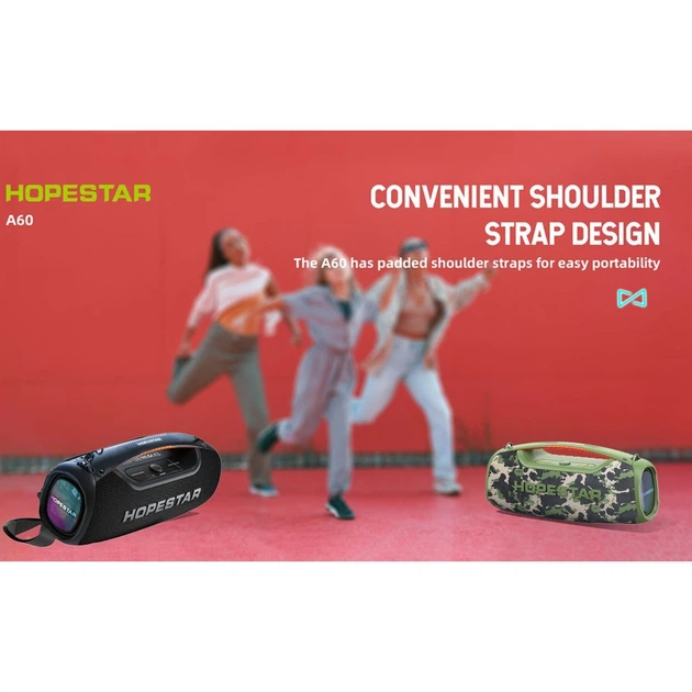 Портативная беспроводная Bluetooth колонка Hopestar A60 |BT5.1, 100 Вт, TWS, AUX/TF/USB, 8h, IP5X| Черная - изображение 15