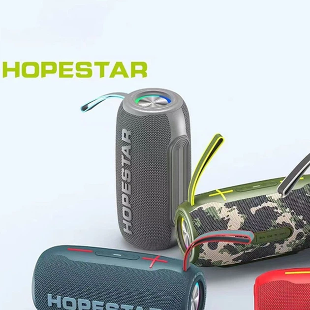 Бездротова Bluetooth Портативна колонка Hopestar H49 |BT5.0, 10 Вт, TWS, AUX/TF/USB, 6h, IP5X| Сірий - зображення 4