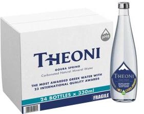 Акція на Упаковка мінеральної природної сильногазованої води Theoni 0.33 л x 24 пляшки від Rozetka