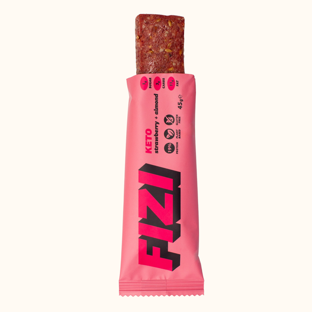 Батончик FIZI КЕТО протеіновий “Strawberry + almond” 45г - зображення 4
