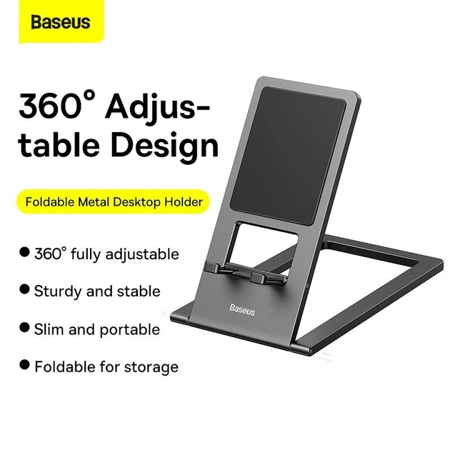 Подставка для телефона или планшета Baseus Foldable Metal Desktop Holder до 12.9" серый (LUKP000013) - изображение 9