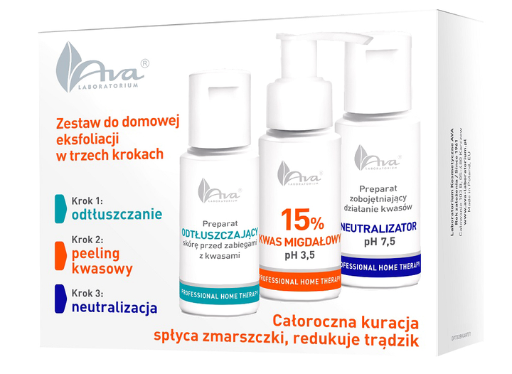 Zestaw Ava Laboratorium Professional Home Therapy odtłuszczacz 50 ml + 12% kwasów owocowych 50 ml + neutralizator 50 ml (5906323007328) - obraz 1