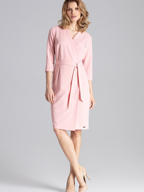 Sukienka kopertowa damska wiązana w pasie Figl M654 XL Różowa (5902194363686) - obraz 1