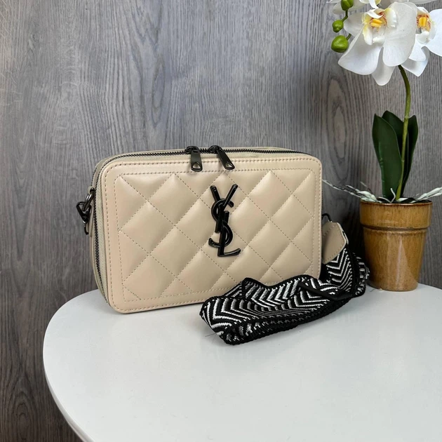 Модная женская мини сумочка клатч YSL экокожа стеганая бежевый сумка на плечо стильный клатч для вечеринок - изображение 4