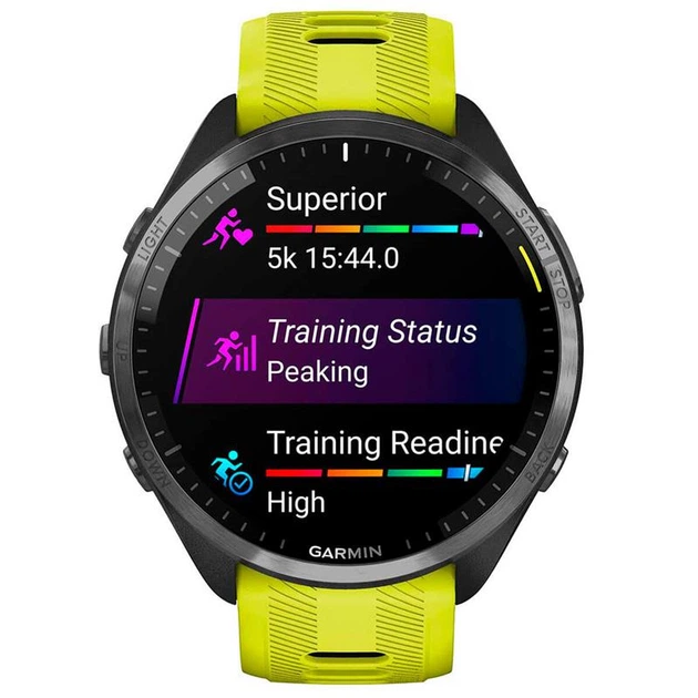 Смарт-годинник Garmin Forerunner 965 Carbon Gray DLC Titanium Bezel with Black Case/Amp Yellow/Black Silicone Band (010-02809-82) - зображення 3