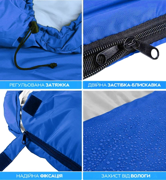 Спальний мішок E-Tac Winter (L) з капюшоном Blue - зображення 4