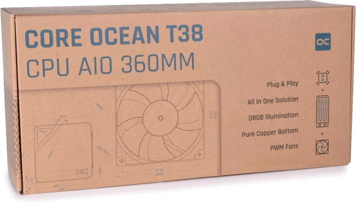 Система рідинного охолодження Alphacool Core Ocean T38 360mm (4250197130523) - Фото 6 Система рідинного охолодження Alphacool Core Ocean T38 360mm (4250197130523) - зображення 6