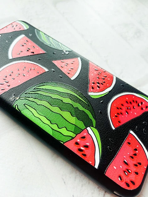 Чехол-книжка с рисунком для Samsung Galaxy A50 (2019) A505/A30s Черный :: Арбузы (принт 341) - изображение 3