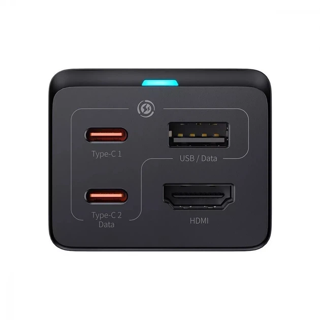 Мережевий зарядний пристрій для MacBook Baseus GaN5 Pro 67W USB+2Type-C+HDMI 1.5м + Кабель 1м Type-C to Type-C 100W 20V/5A Чорний - Фото 2 Мережевий зарядний пристрій для MacBook Baseus GaN5 Pro 67W USB+2Type-C+HDMI 1.5м + Кабель 1м Type-C to Type-C 100W 20V/5A Чорний - зображення 2