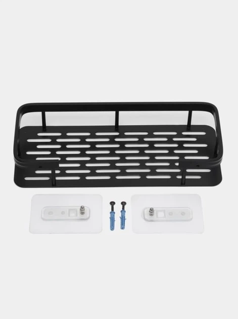Настенная полка-органайзер для хранения в ванную комнату Storage Rack AND197 (2 штуки) black - изображение 2