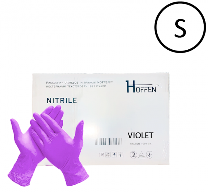 Перчатки нитриловые Hoffen Размер S 500 пар Фиолетовые (CM_66033) - изображение 2