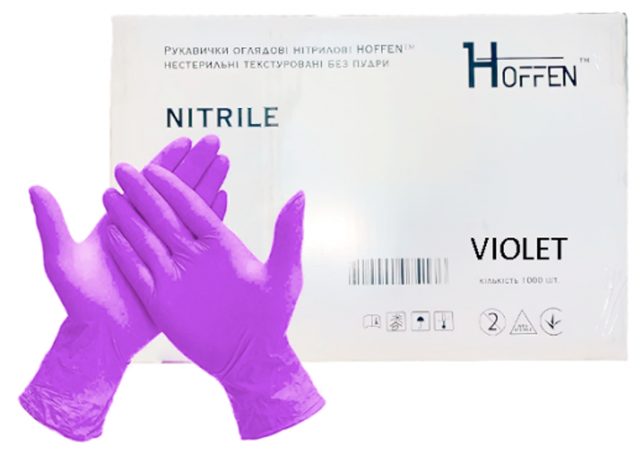 Рукавички нітрилові Hoffen Розмір M 500 пар Фіолетові (CM_66034) - зображення 1