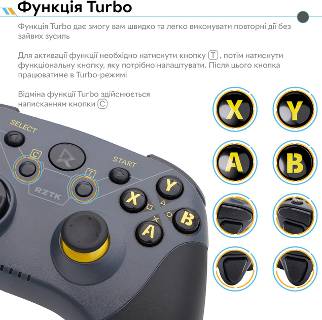 Бездротовий геймпад RZTK GamePad BT5.0 PC/iOS/Android/PS3/PS4 Grey - зображення 5